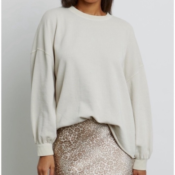 Rails Reeves drop sleeve cuffed oversized rolled hem Sweatshirt S Cream Pumice - Picture 6 of 16